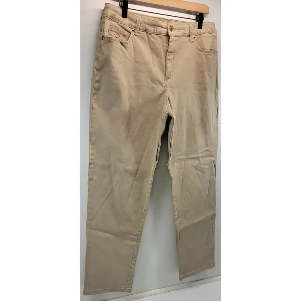 L8) Gloria Vanderbilt All-Around Slimming Effect Beige Pants 16 Short
